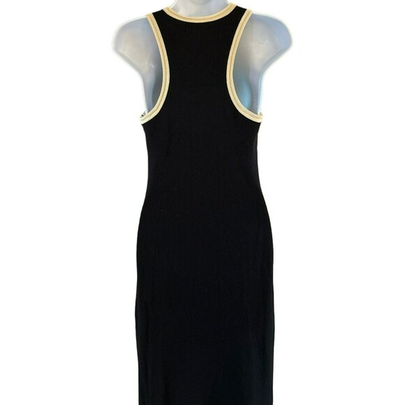 House of Harlow 1960 Women's Black Ribbed Knit Crocheted Collar Tank Dress Small - Picture 6 of 7